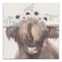 Flower Crown Highland Canvas Wall Art