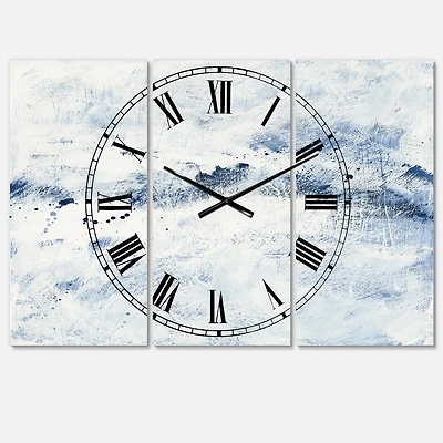 Designart Blue Wipe Out 3 Panel Farmhouse Wall Clock