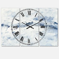Designart Blue Wipe Out 3 Panel Farmhouse Wall Clock