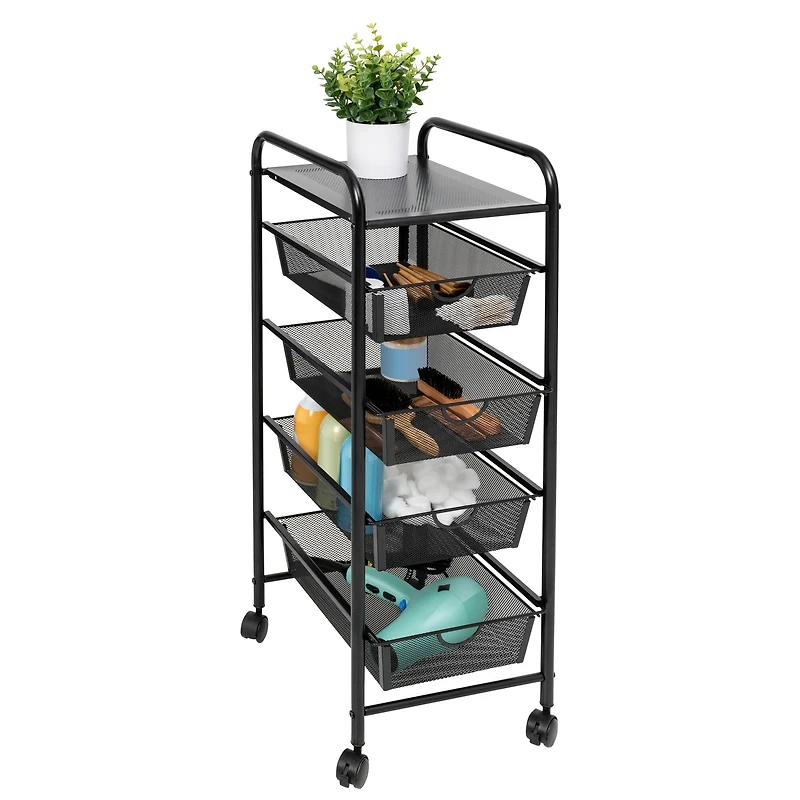 Honey Can Do Black 4-Drawer Rolling Cart