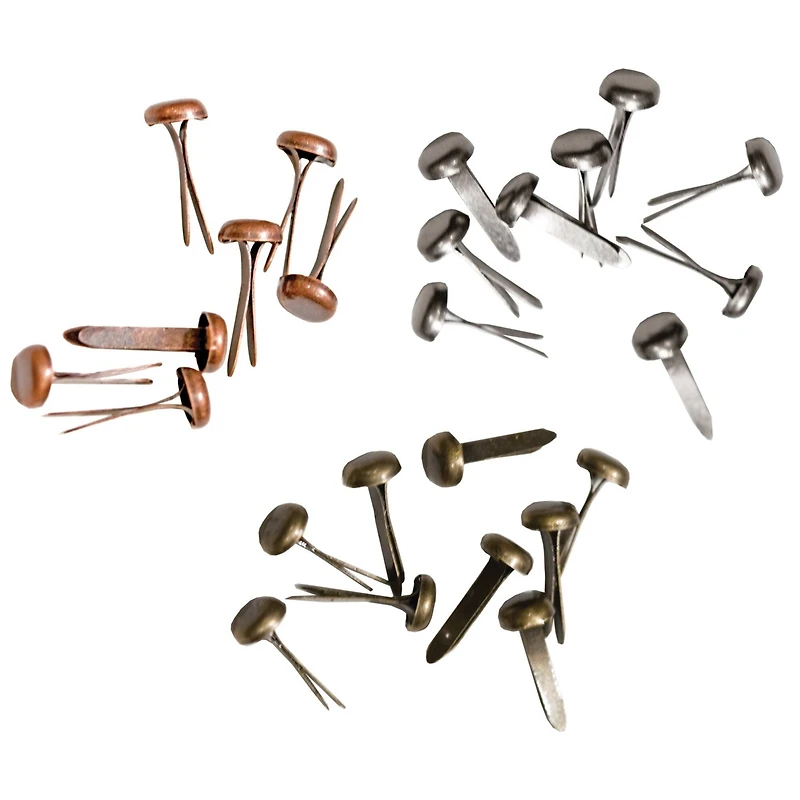 Idea-Ology Metal Long Paper Fasteners .4375" 99/Pkg-Antique Nickel, Brass & Copper