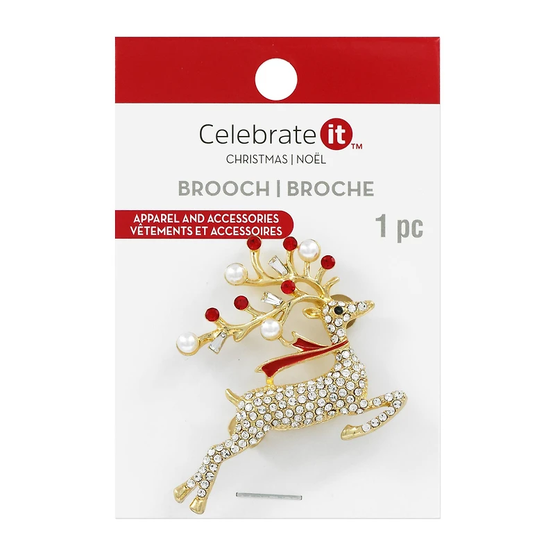 Gem-Studded Reindeer Brooch by Celebrate It™