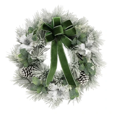 24" Adorned Flocked White Wreath