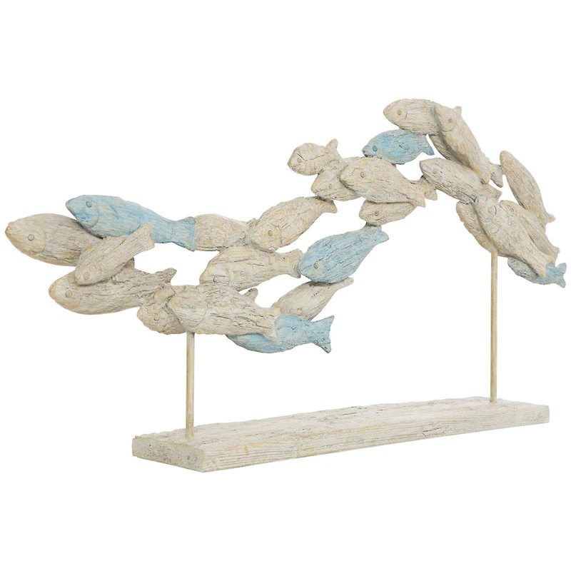 24" Light Blue Ombre Textured Polystone Fish Swimming Sculpture with Stand