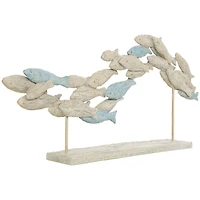 24" Light Blue Ombre Textured Polystone Fish Swimming Sculpture with Stand