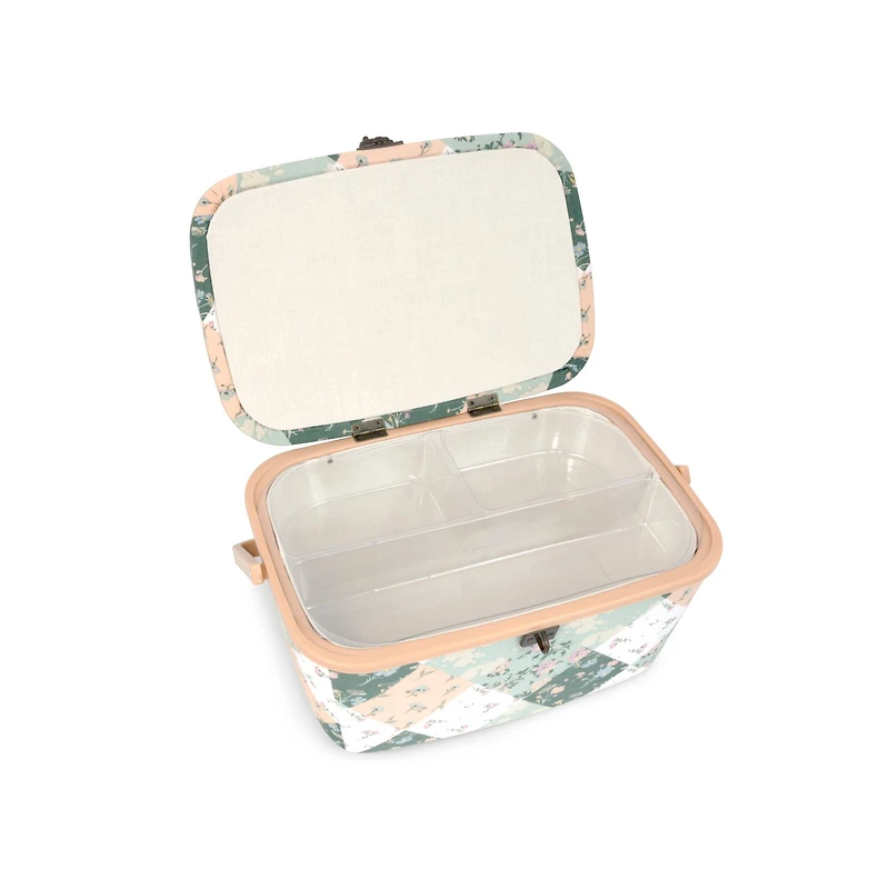 Green Patchwork Dritz Large Oval Sewing Basket