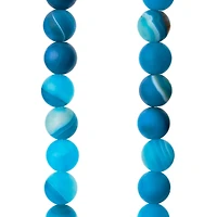 Blue Matte Striped Agate Round Beads, 8mm by Bead Landing™