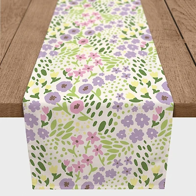 Whimsical Spring Floral Runner 1 16" x 72" Cotton Twill Runner