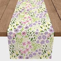 Whimsical Spring Floral Runner 1 16" x 72" Cotton Twill Runner