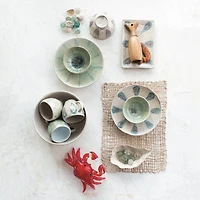 Hello Honey® 5" Green, Tan & Blue Geometric Harmony Stoneware Bowls Set