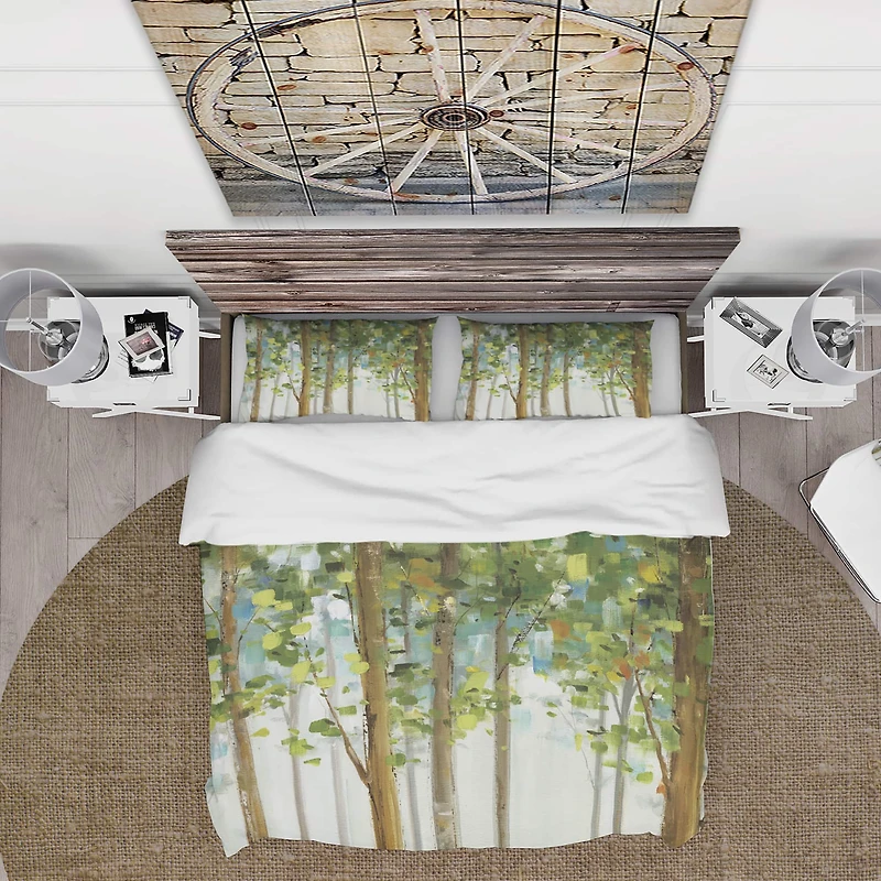 Designart 'Green Forest Study' Farmhouse Bedding Set