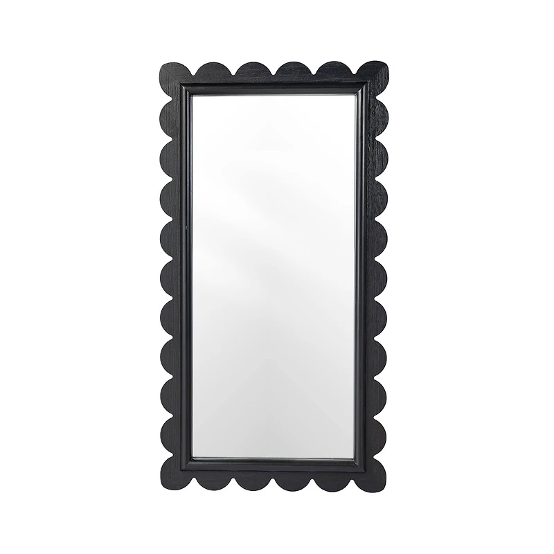 Glitzhome® 42.5" Modern Black Wood Frame Wavy Rectangle Wall Mirror
