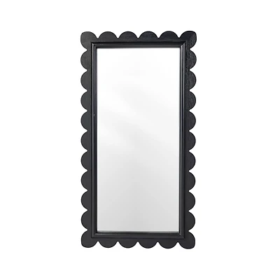 Glitzhome® 42.5" Modern Black Wood Frame Wavy Rectangle Wall Mirror