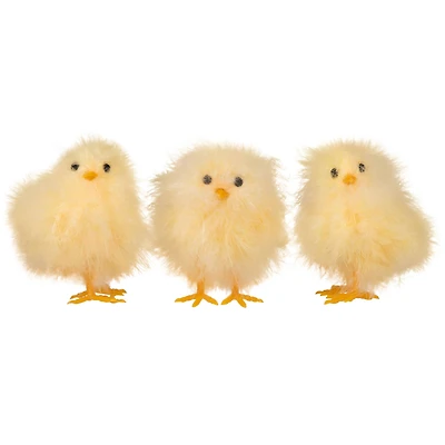 3.25" Fuzzy Easter Baby Chicks Decoration Set