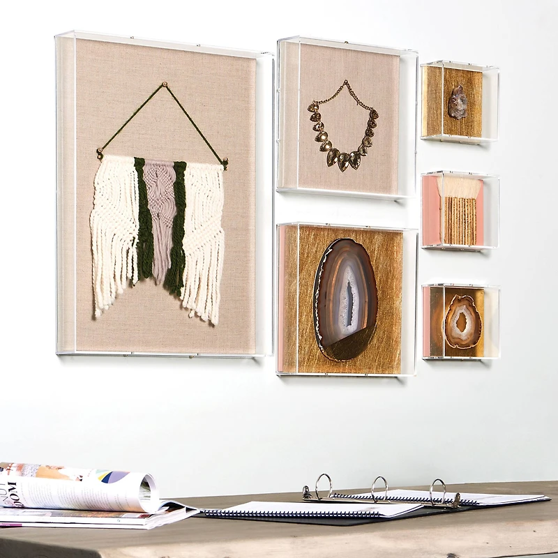 Wexel Art 2" Depth Clear UV Grade Acrylic Shadowbox with Beige Linen Stretched Canvas