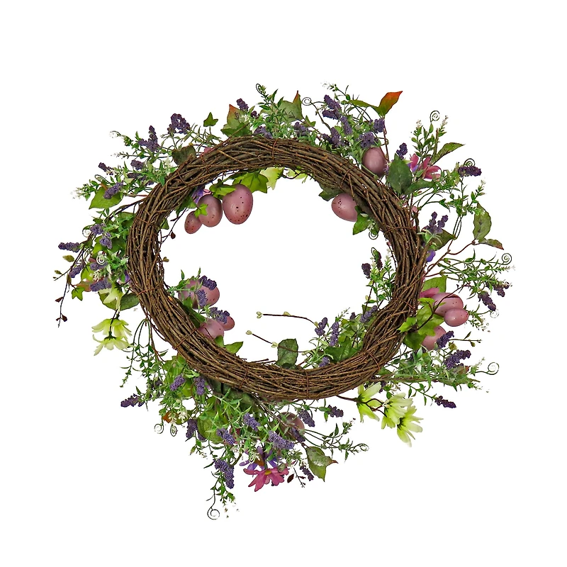 22" Flowering Pink Eggs Easter Wreath