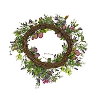 22" Flowering Pink Eggs Easter Wreath