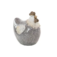 10" Gray Stone Country Hen Garden Sculpture
