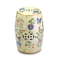 19" Butterfly Garden Ceramic Stool