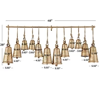 Brass Metal Bohemian Decorative Cow Bell, 48" x 5" x 28"