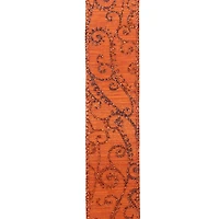 Reliant 1.5" x 20yd. Wired Orange Glitter Swirl Ribbon