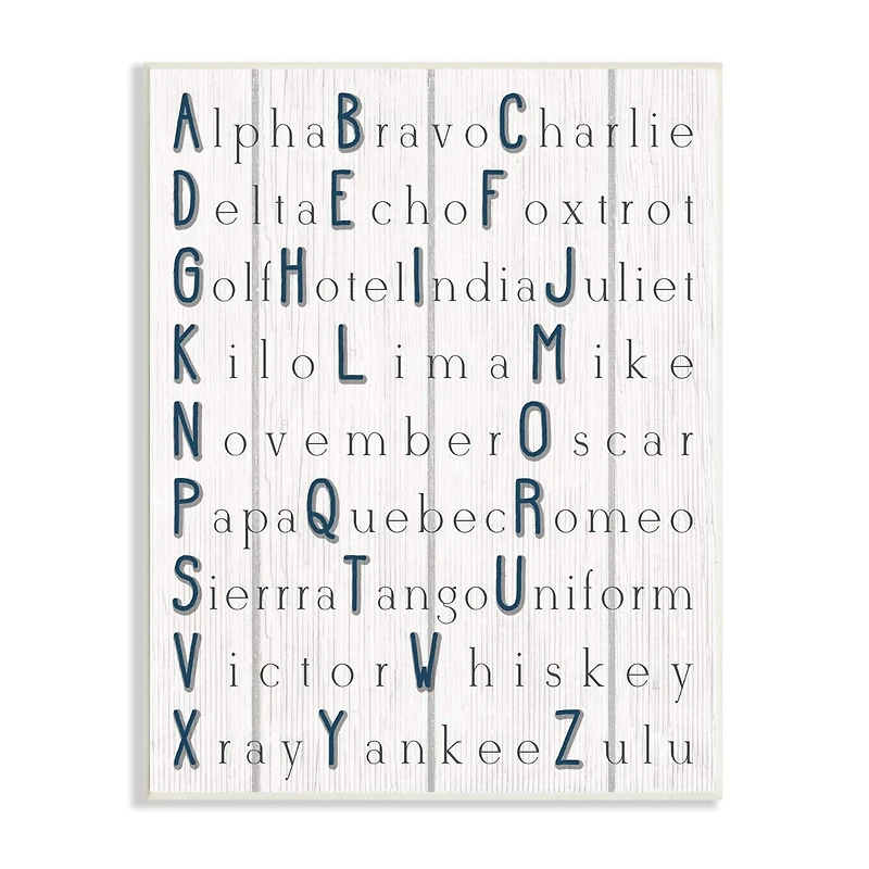 Stupell Industries Alpha Bravo Charlie Kids Alphabet Word Design Wood Wall Plaque