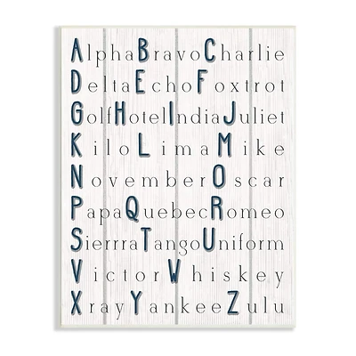 Stupell Industries Alpha Bravo Charlie Kids Alphabet Word Design Wood Wall Plaque