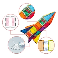 PicassoTiles® 36 Piece Rocket Magnetic Tile Set