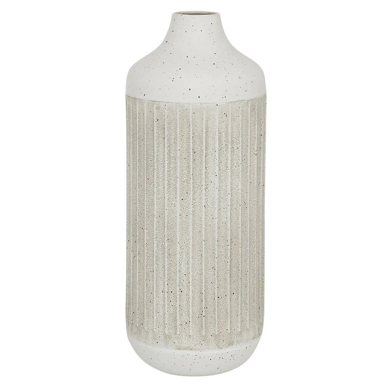 White Metal Contemporary Style Vase, 17" x 7" x 7"