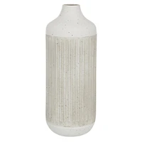 White Metal Contemporary Style Vase, 17" x 7" x 7"