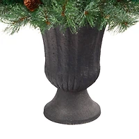 50" Unlit Snowed French Alps Mountain Pine Artificial Christmas Tree In Charcoal Planter
