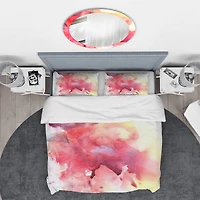 Designart 'Abstract Composition of Pink and Purple' Mid-Century Modern Bedding Set