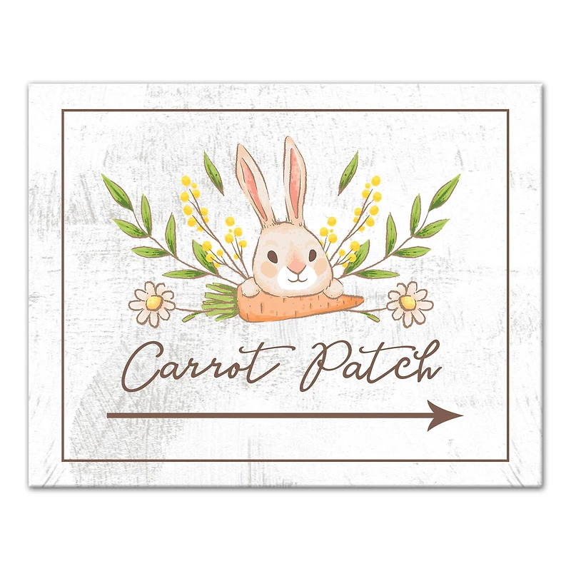 Bunny Carrot Patch 11" x 14" Canvas Wall Art