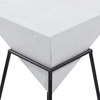 2ft. White Metal and Wood Modern Accent Table