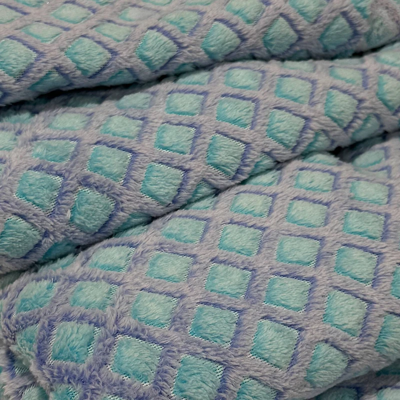 Feldman Blue Lattice Minky Fabric