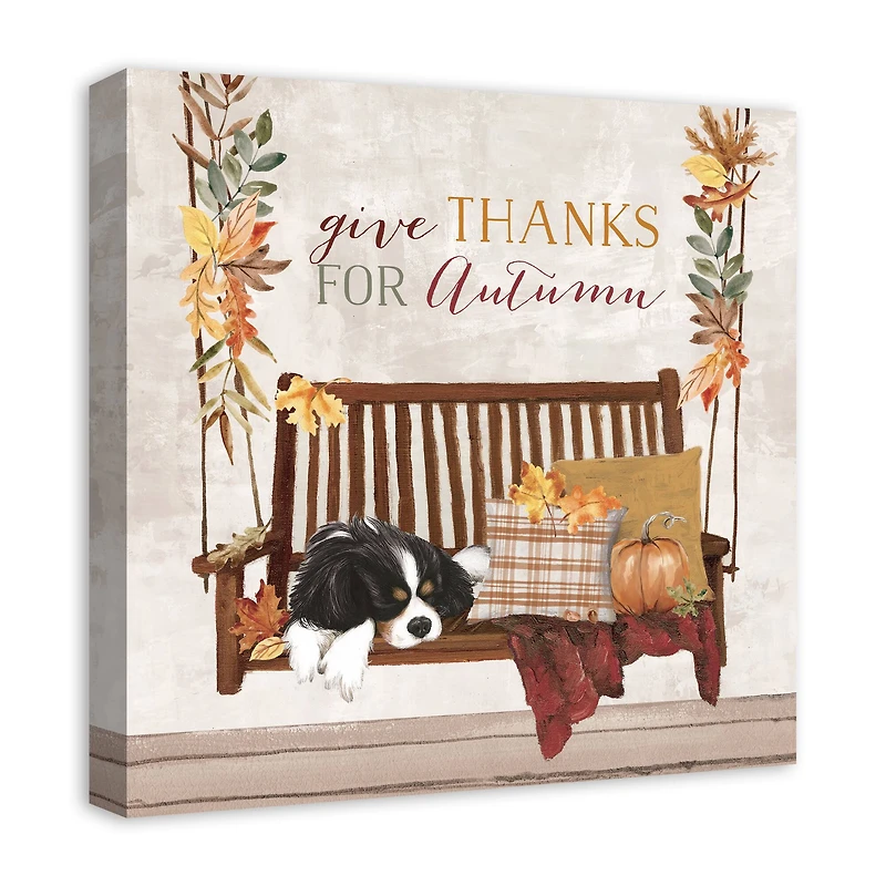 Autumn Porch Swing Canvas Wall Art