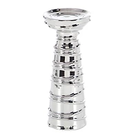 Silver Ceramic Contemporary Candle Holder Set