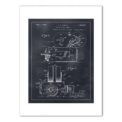 Motion Picture Camera Patent 12" x 16" Canvas Wall Art