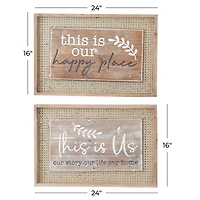 Set of 2 Brown Wood Farmhouse Wall Decor 24", 16"