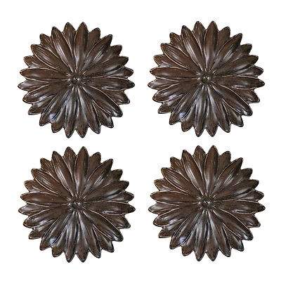 Hello Honey® 6.5" Brown Glaze Stoneware Flower Plate, 4ct.