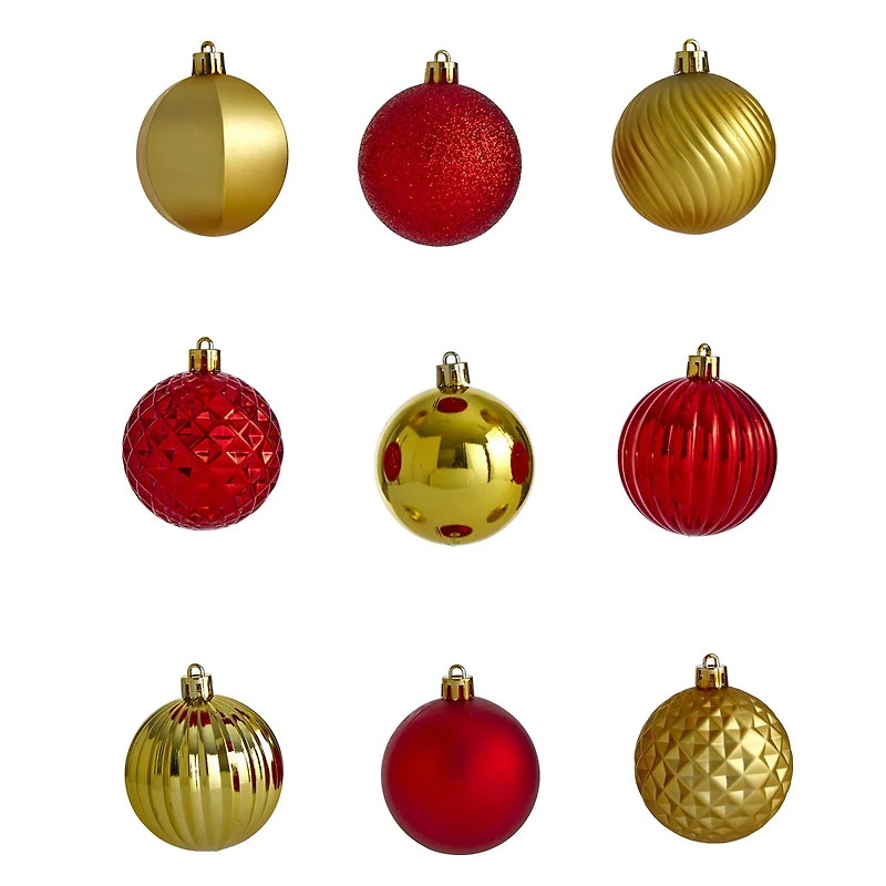 101ct. 2" Red & Gold Shatterproof Ball Ornaments