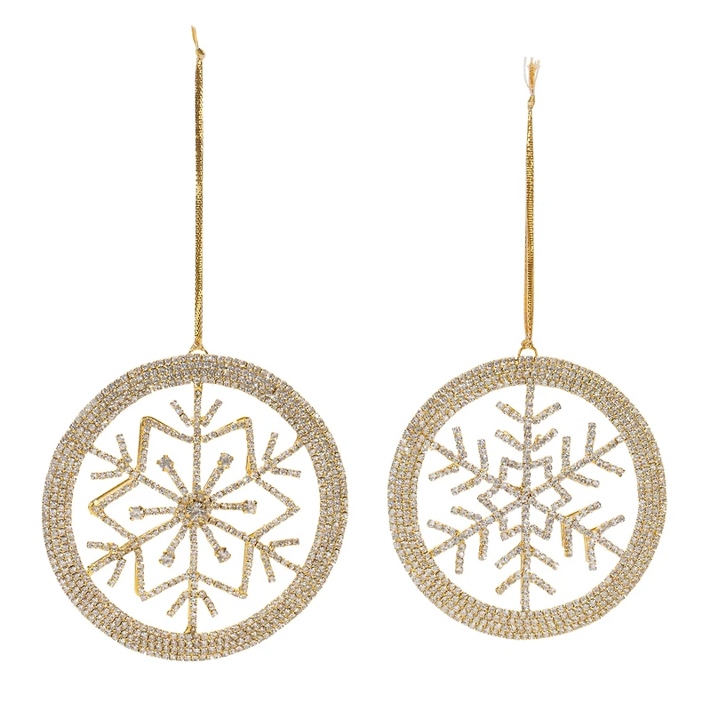 Jeweled Metal Snowflake Ornament Set