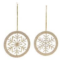 Jeweled Metal Snowflake Ornament Set