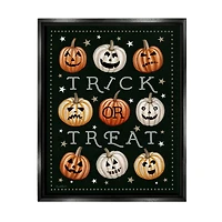 Stupell Industries Trick Or Treat Jack-o-Lanterns Framed Floater Canvas Wall Art