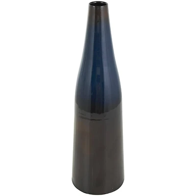 20.25" Blue & Brown Ombre Metal Vase