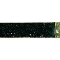 2.5" x 20ft. Green & Gold Wired Velvet Ribbon by Celebrate It®