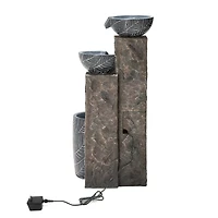Glitzhome® 33" Natural Leaf Textured 4-Tier Outdoor Fountain