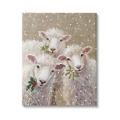 Stupell Industries Winter Sheep Trio Farm Animals Canvas Wall Art