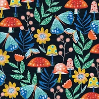 Fabric Editions Navy Mushroom Garden Cotton Fabric
