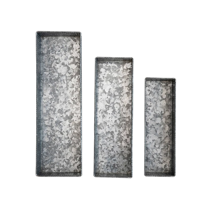 Hello Honey® Antique Galvanized Finish Decorative Metal Nesting Tray Set